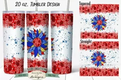 Patriotic Paisley Sunflower 20 oz Tumbler Sublimation PNG Product Image 1