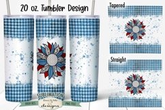Patriotic Sunflower 20 oz Tumbler Sublimation | Plaid Trim Product Image 1