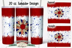 Patriotic Sunflower 20 oz Tumbler Sublimation | Red Stripes Product Image 1