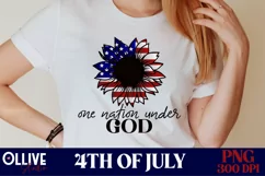 Sunflower One Nation Under God PNG | 4th Of July Sublimation Product Image 1