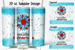 Patriotic Sunflower 20 oz Tumbler Sublimation | God Bless Product Image 1