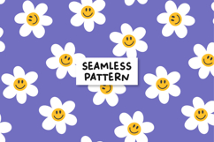 Floral Pattern. Groovy Pattern. Smiley faces pattern Product Image 1