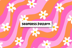 Floral groovy pattern. Retro pattern. Groovy seamless Product Image 1