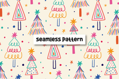 Christmas tree pattern. Christmas seamless pattern. Product Image 1