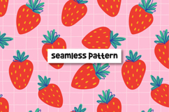 Strawberry pattern. Fruit seamless pattern. Pink pattern. Product Image 1