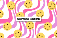 Groovy pattern. Retro pattern. Smiley faces pattern Product Image 1