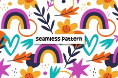 Rainbow floral digital paper. Summer print. Decorative paper Product Image 1