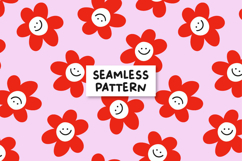 Floral seamless pattern. Smiley flower pattern Product Image 1