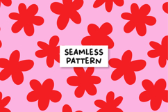 Pink and Red Floral Seamless Pattern Floral Digital Paper Product Image 1