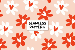 Hearts Floral Pattern Valentines Digital Paper Product Image 1