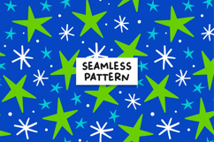 Green Stars Seamless Pattern Stars Digital Paper Product Image 1