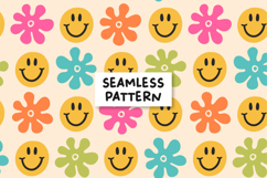 Retro Smile Pattern Groovy Summer Seamless Pattern Product Image 1