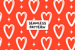 San Valentines Pattern Red Hearts Digital Paper Product Image 1