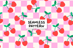 Cherry Checkered Seamless Pattern Pink Checkered Pattern Product Image 1