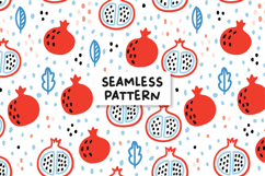 Pomegranate digital paper. Fruit seamless pattern. Product Image 1