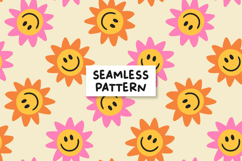 Happy Sun Pattern Retro Summer Pattern Sun Seamless Pattern Product Image 1