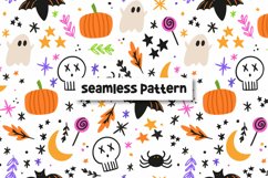 Doodle halloween pattern. Halloween background Product Image 1
