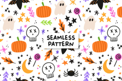 Doodle halloween pattern. Halloween background Product Image 1
