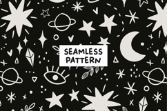 Hand drawn boho pattern in Black and White. Boho background Product Image 1