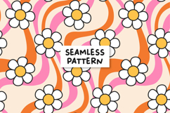 Retro Floral Pattern Groovy Daisy Background Hippie Product Image 1