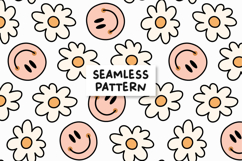 Happy Face Pattern Retro Daisy Seamless Pattern Smile Face Product Image 1