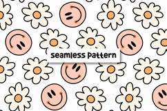 Happy Face Pattern Retro Daisy Seamless Pattern Smile Face Product Image 1