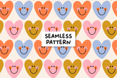 Happy Heart Pattern Background Retro Hearts Seamless Pattern Product Image 1