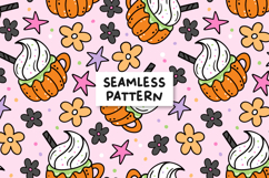 Pumpkin Spice Seamless Pattern Fall Pumpkin Latte Background Product Image 1