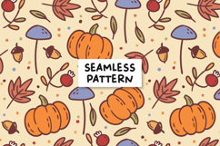 Autumn Pattern Fall Background Pumpkin Seamless Pattern Product Image 1