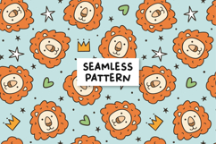Lion Pattern Cute Lion Background Product Image 1