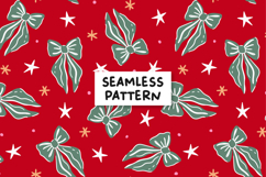 Christmas Bow Pattern Coquette Christmas Background Product Image 1