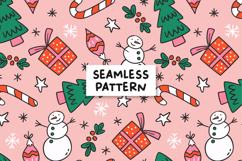 Winter Christmas Seamless Pattern Snowman Background Product Image 1