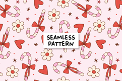 Bow Candy Cane Pattern Coqutette Christmas Background Product Image 1