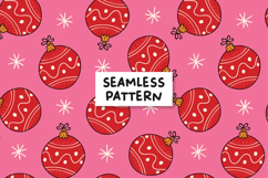 Pink Red Christmas Seamless Pattern Christmas Background Product Image 1