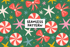 Christmas Bows Pattern Christmas Candy Background Product Image 1