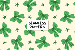 St Patrick Bows Background St Patricks Pattern Green Bows Product Image 1