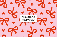 Bows Pattern Valenitnes Bows Background Red Bow Product Image 1