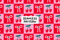 Checkered Cherry Pattern Valentines Background Product Image 1