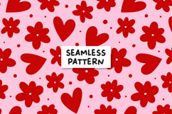Floral Valentines Pattern Pink Red Dan Valentines Background Product Image 1
