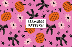 Bows Pumpkin Pattern Halloween Background Product Image 1