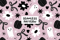 Halloween Pattern Floral Halloween Background Ghost Pattern. Product Image 1