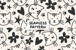 Cat Pattern Cat Background Kitten Seamless Pattern. Product Image 1