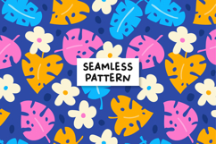 Summer Leaves Pattern Summer Background. Product Image 1