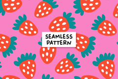 Strawberry Pattern Strawberry Background Fruit Digital Paper Product Image 1