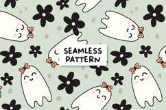 Cute Ghost Pattern Floral Ghost Background. Product Image 1