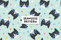 Cute Cat Seamless Pattern Kitten Background. Product Image 1