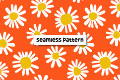 Red Floral Pattern Daisy Digital Paper Product Image 1
