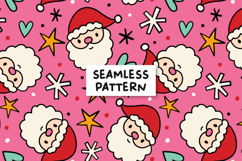 Santa Seamless Pattern Christmas Background. Product Image 1