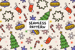 Hand Drawn Christmas Seamless Pattern Christmas Background. Product Image 1
