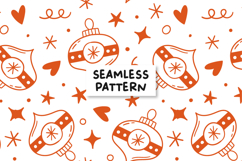 Christmas Ornaments Pattern Hand drawn Christmas Background. Product Image 1